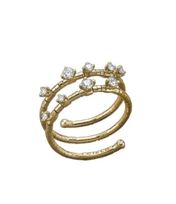 Mattia Cielo 2 Row Diamond and Yellow Gold Wrap Ring