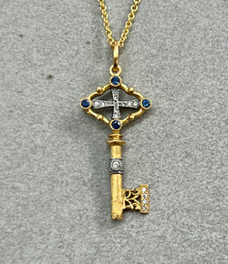 Arman Diamond and Sapphire Key Pendant