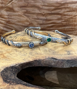 Arman Gold and Blue Sapphire Snake Cuff Bracelet