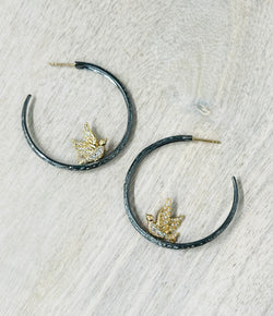 Arman Hoop Earrings With Gold and Diamond Birds