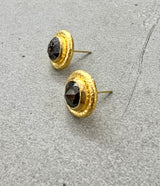 Ara 24k Gold & Black Diamond Stud Earrings