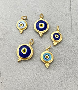 Ara 24kt Gold and Dark Blue Glass Small Evil Eye Charm