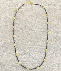 Ara 24K Black Diamond and Gold Bead Necklace