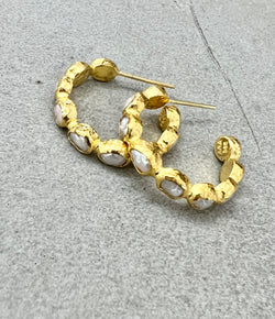 Ara 24k Gold & Pearl Hoop Earrings