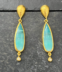 Ara 24k Gold and Wood Opal and Diamond Drop Earrings