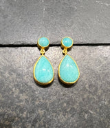 Ara 24k Gold and Amazonite Drop Earrings