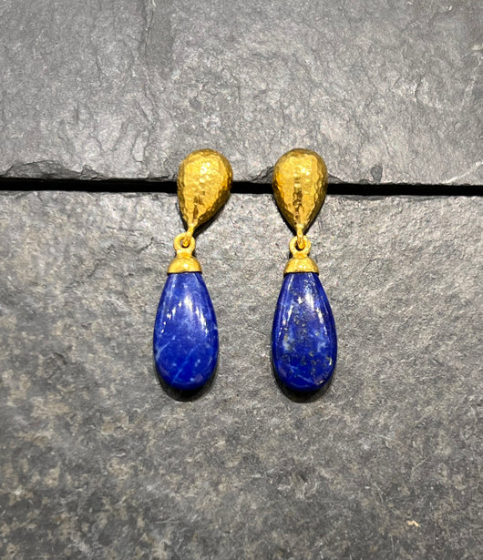 Ara 24k Gold & Lapis Drop Earrings