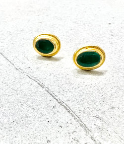 Ara 24k Gold & Emerald Stud Earrings
