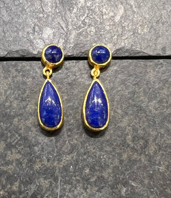 Ara 24k Gold & Lapis Drop Earrings
