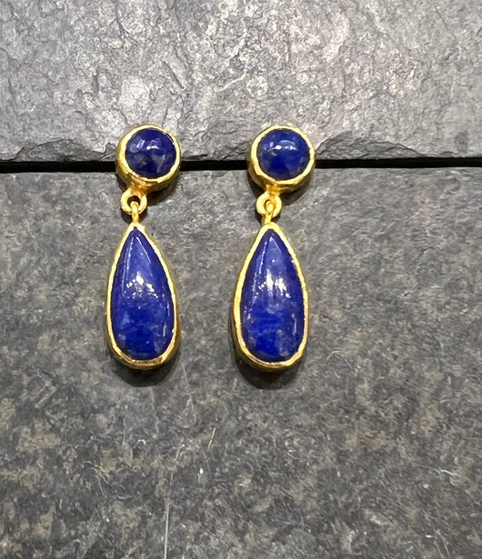 Ara 24k Gold & Lapis Drop Earrings