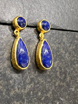 Ara 24k Gold & Lapis Drop Earrings