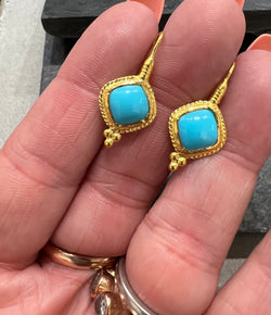 Ara 24k Gold & Turquoise Drop Earrings