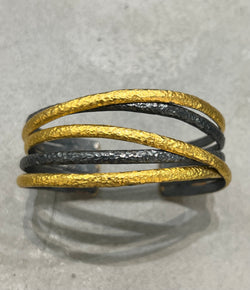 Ara 24k and Oxidized Silver 5 Lines Cuff