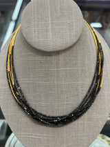 Ara 24k Gold & Black Diamond Multi Strand Necklace