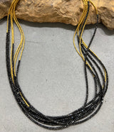 Ara 24k Gold & Black Diamond Multi Strand Necklace