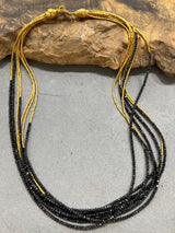 Ara 24k Gold & Black Diamond Multi Strand Necklace
