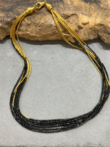 Ara 24k Gold & Black Diamond Multi Strand Necklace