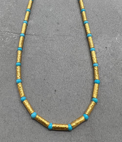 Ara 24k Gold & Turquoise Bead Necklace