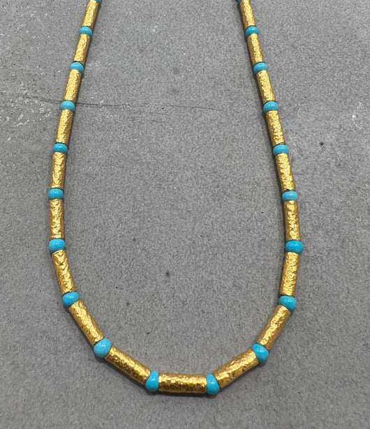 Ara 24k Gold & Turquoise Bead Necklace