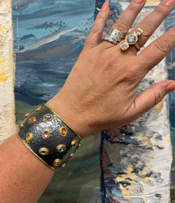 Ara 24k Gold, Silver, and Multi-Color Sapphire Cuff
