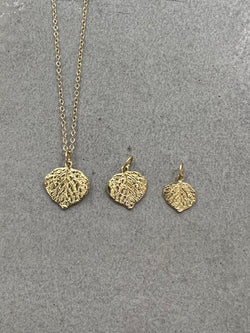 Ross Andrews Medium Yellow Gold Aspen Leaf Pendant