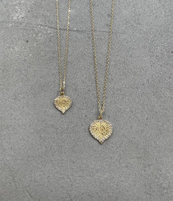 Ross Andrews Medium Yellow Gold Aspen Leaf Pendant With Diamond Halo
