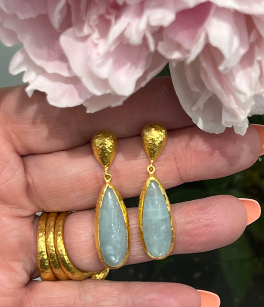 Ara 24k Gold and Aquamarine Drop Earrings