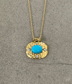 Ross Andrews Turquoise and Diamond Pendant Necklace