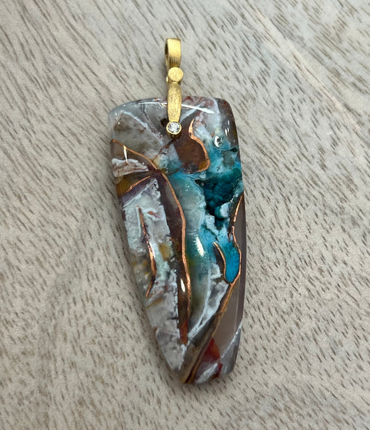 Alex Sepkus Natural Polished/Rough Chrisoprase With Copper Pendant