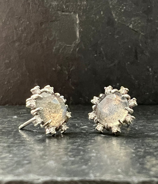 Andi Alyse Pink Labradorite, Diamond and White Gold Earrings