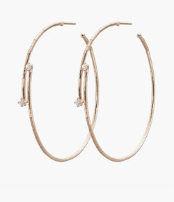 Mattia Cielo Large Rugiada Yellow Gold & Two Diamond Bypass Hoop Earrings