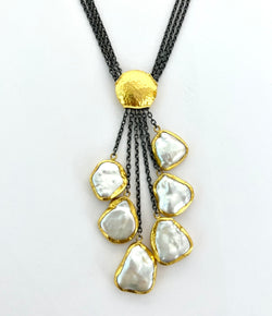 Ara 24kt Gold and Pearl Tassel Necklace
