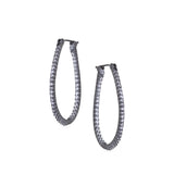 Sethi Couture White Gold and Diamond Oval Micro Prong Hoop Earrings