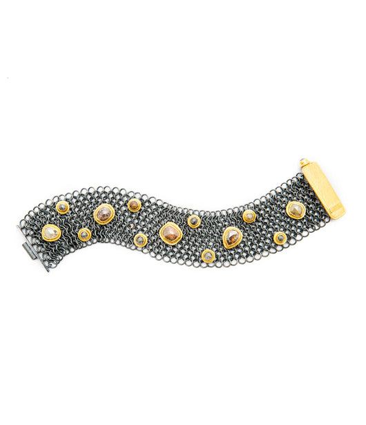 Ara 24K Raw Rose Cut Diamond Mesh Bracelet