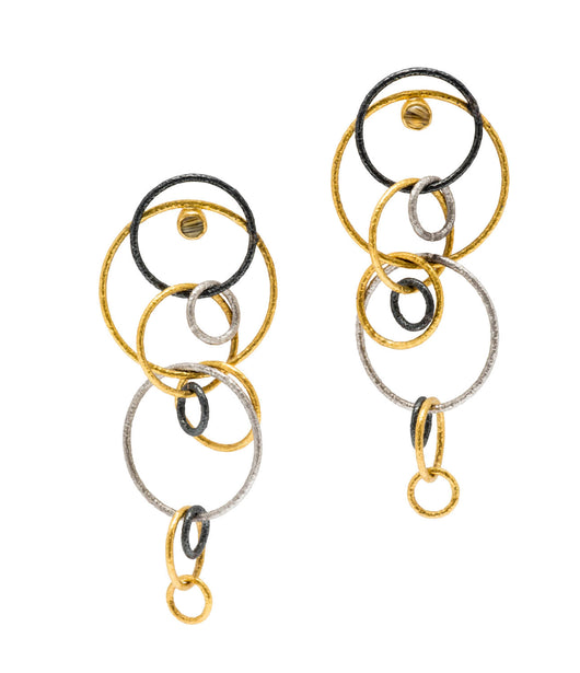 Ara 24K Silver and Gold Circle Chandelier Earrings