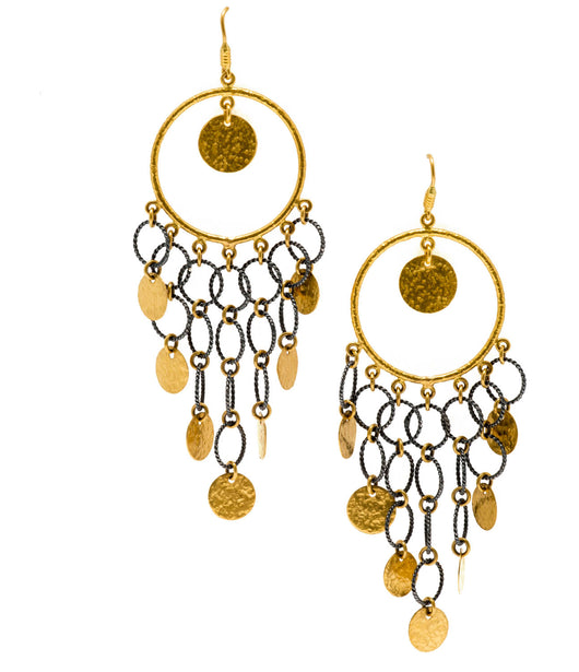 Ara 24K Gold and Silver Multi Disc Earrings