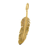 Heather Moore 14kt Yellow Gold and Patina Feather Charm with White Diamonds