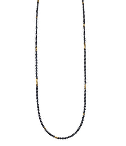 Sethi Couture Noir Faceted Black Diamond and Gold Bead Necklace - 16
