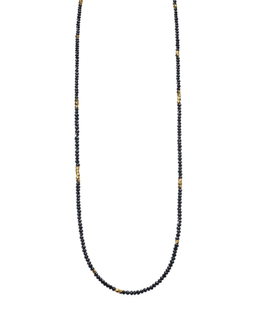 Sethi Couture Noir Faceted Black Diamond and Gold Bead Necklace - 16