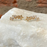 Andi Alyse Yellow Gold and Baguette Diamond Star Earrings