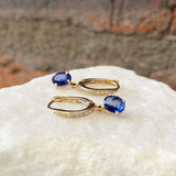 Andi Alyse Diamond and Sapphire Huggie Drop Earrings
