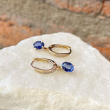 Andi Alyse Diamond and Sapphire Huggie Drop Earrings