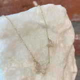 Andi Alyse Yellow Gold and Diamond Double Butterfly Necklace