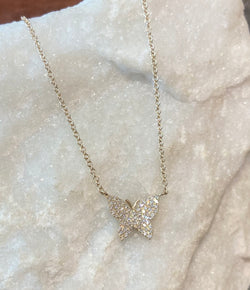 Andi Alyse Yellow Gold and Diamond Butterfly Necklace