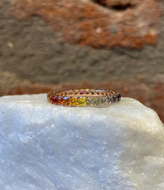 Andi Alyse Multi-Sapphire and Rose Gold Eternity Band
