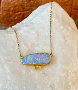Annie Fensterstock Opal Baguette Necklace