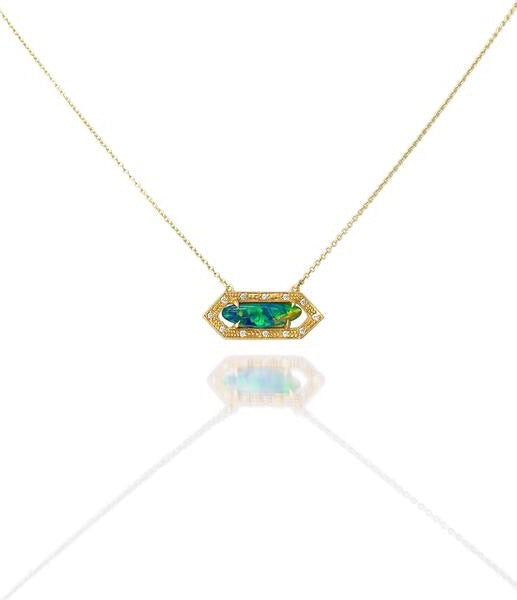 Annie Fensterstock Opal Hex Necklace