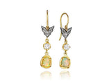 Annie Fensterstock White Sapphire and Opal Wing Earrings