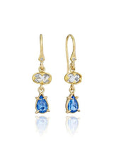 Annie Fensterstock White and Blue Sapphire Drop Earrings