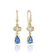 Annie Fensterstock White and Blue Sapphire Drop Earrings